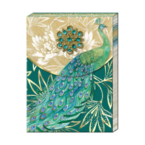 Emerald Peacock Gold Brooch Notepad Product