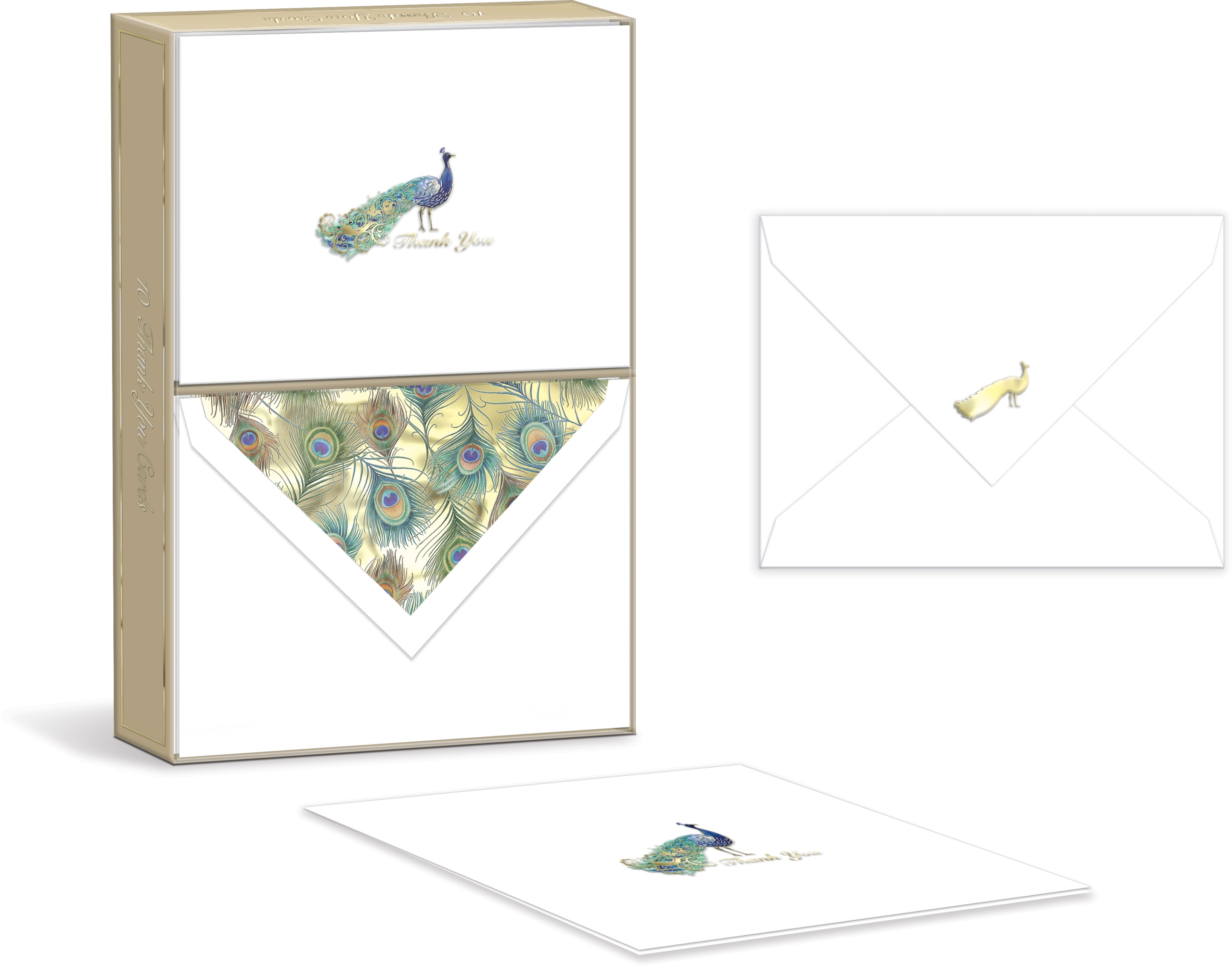 12 Notes Cards 56974 Punch Studio Greeting Cards in Keepsake Box Peacock 