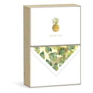 Boxed thank you cards with pineapple icon.