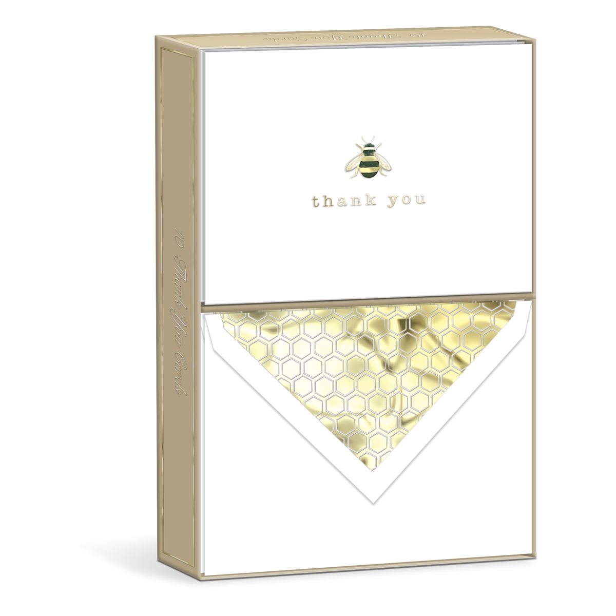 Elegant Bee Thank You Cards design with gold foil.