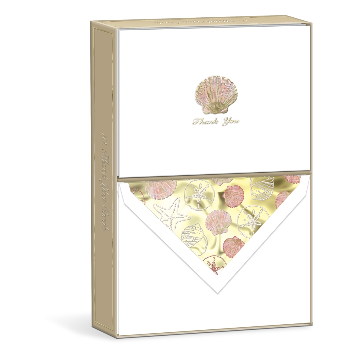 Elegant Shell Thank You Cards design with gold foil.