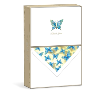 Elegant Butterfly Thank You Cards design with gold foil.