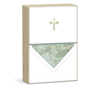 Elegant Cross Note Cards design with gold foil.