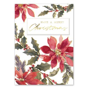 Watercolor Poinsettias Boxed Holiday Cards Product