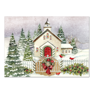 Snowy Church Boxed Holiday Cards Product