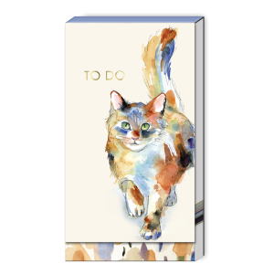 Tall notepad featuring watercolor calico cat.