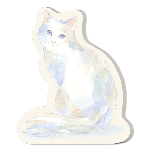 Pocket notepad featuring watercolor pets white cat.