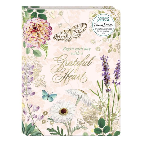 Decorative journal with nature's grace grateful heart image.