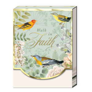 Pocket notepad featuring nature's grace "faith" birds.