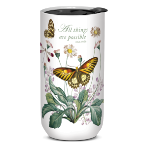 Nature's Grace Daisy Butterflies Travel Mug.