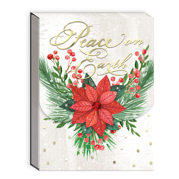 Pocket notepad featuring glad tidings peace poinsettia.