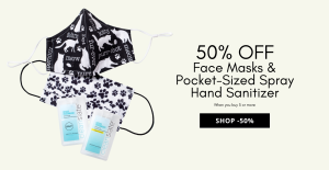 50% off face masks and hand sanitizer at Punch Studio