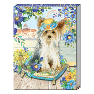 Pocket notepad featuring posh pets boardwalk yorkie.