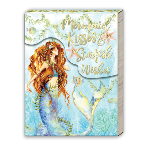 Pocket notepad featuring coastal mermaid kisses.