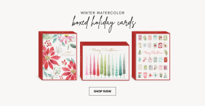 Punch Studio Winter Watercolor gift and stationery Christmas holiday collection of gifts and stationery