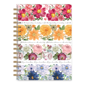 Decorative spiral journal with notable florals floral stripe.