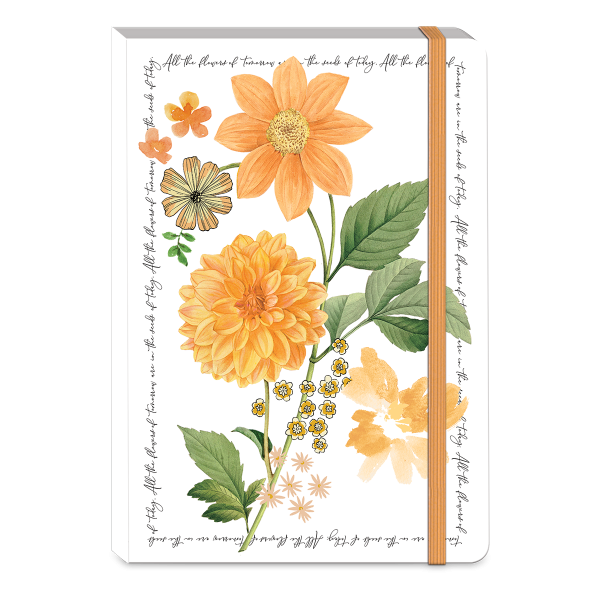 Decorative journal with notable florals marigold design.
