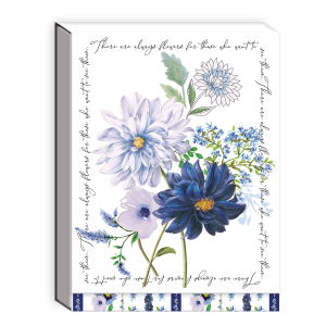 Pocket notepad featuring notable florals blue dahlia design.