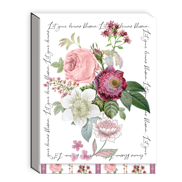 Pocket notepad featuring notable florals rose design.
