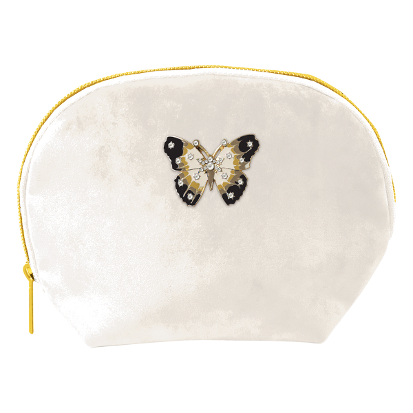 Golden Botanicals White Butterfly Velvet Brooch Bag.
