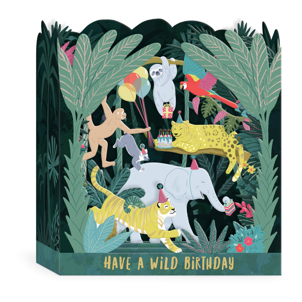 Pop-up Birthday Jungle Greeting Card.