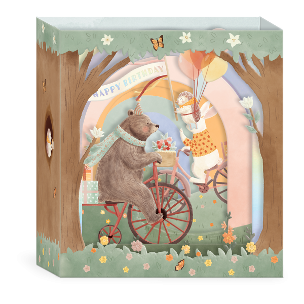 Pop-up Birthday Bike Ride Greeting Card.