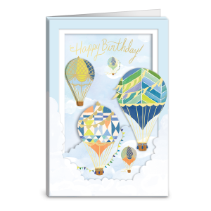 Shadow Box Birthday Air Balloons Greeting Card.