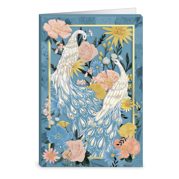 Shadow Box Peacock Greeting Card