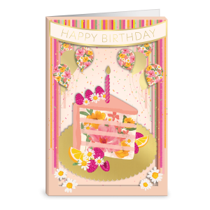 Shadow Box Floral Cake Greeting Card
