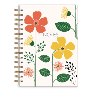Decorative spiral journal with green garden flower multi design.
