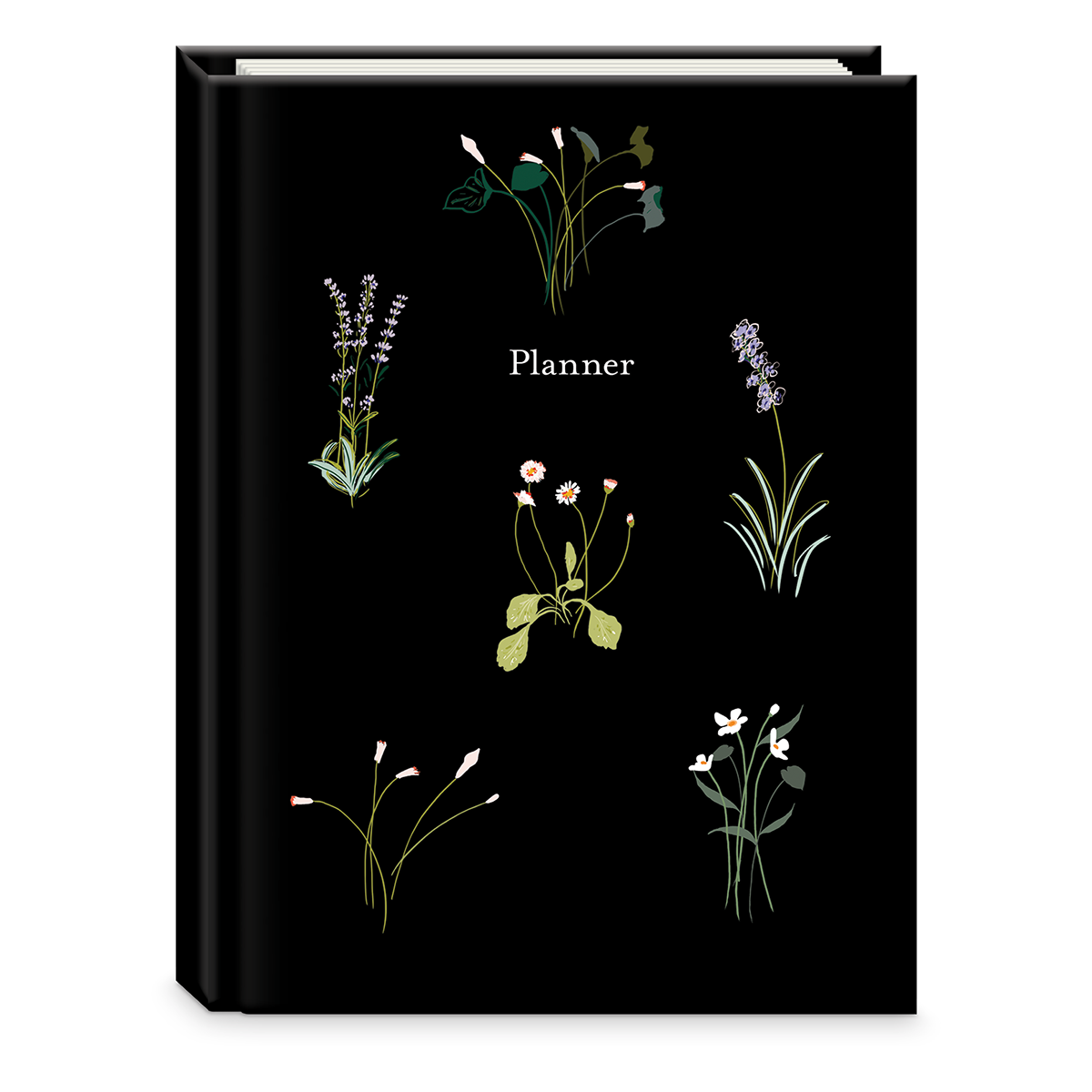 Delicate Floral Black Undated Planner Product