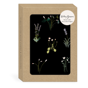 Delicate Floral Black Note Cards set.