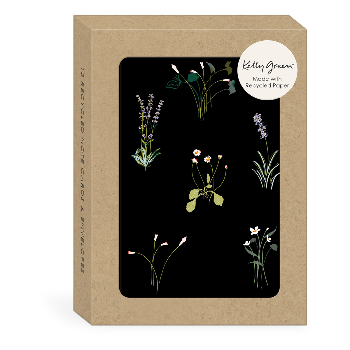 Delicate Floral Black Note Cards Product