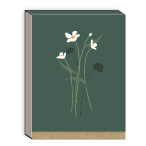 Pocket notepad featuring delicate floral dark green design.