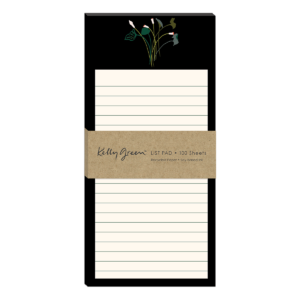 Delicate Floral Black Magnetic List Pad