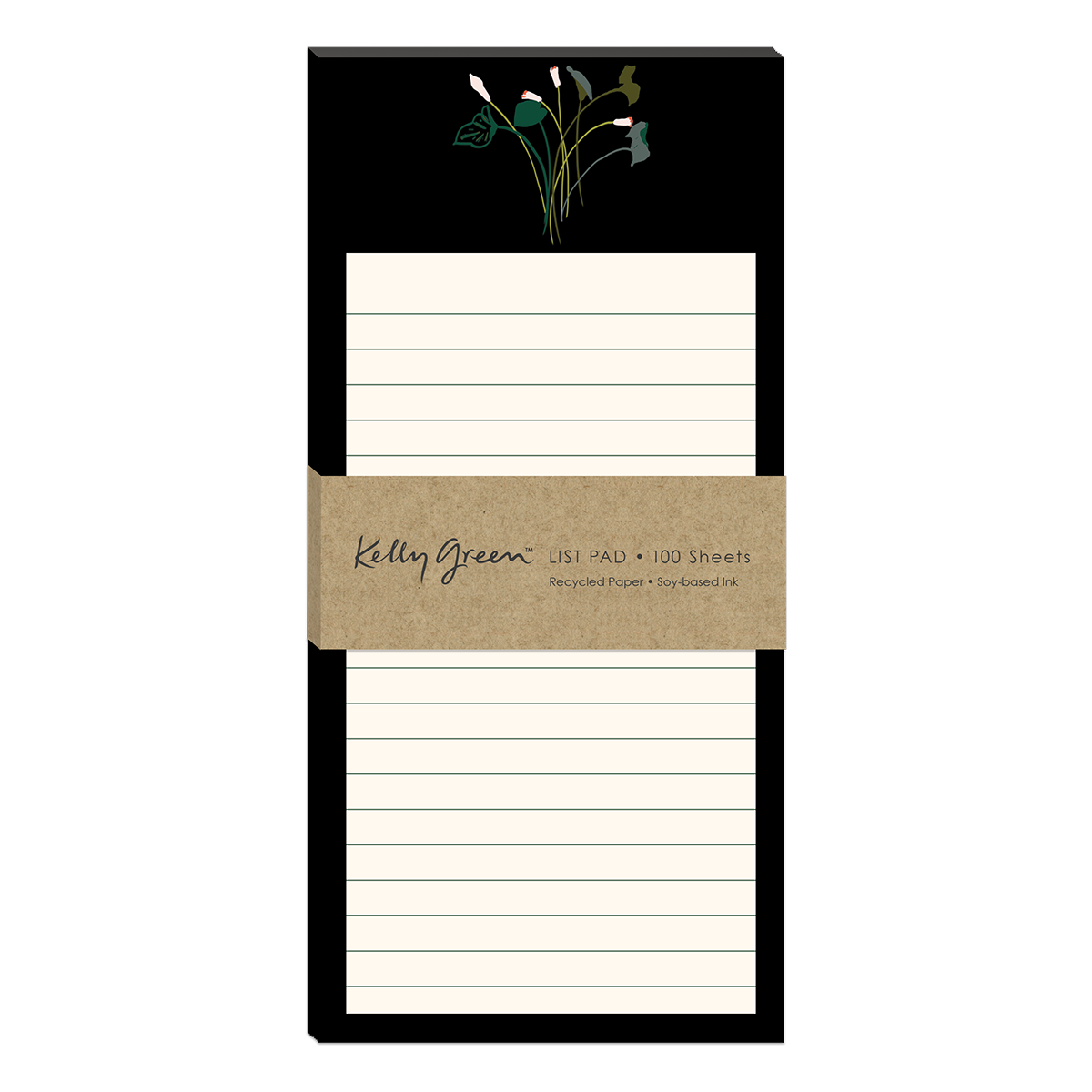 Delicate Floral Black Magnetic List Pad Product