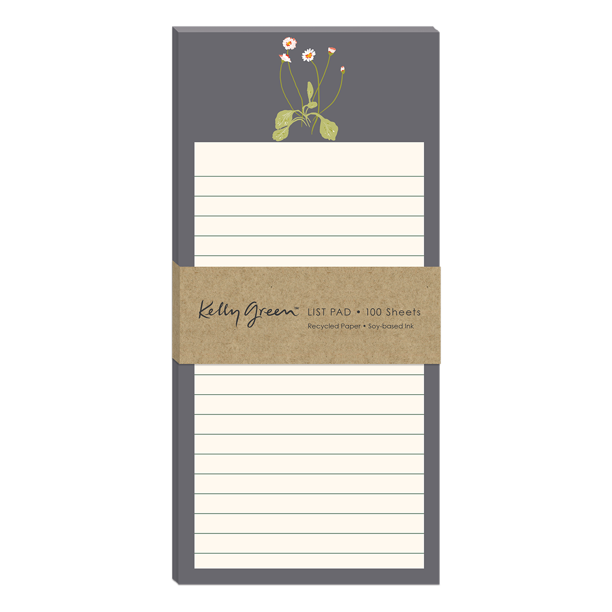 Delicate Floral Charcoal Magnetic List Pad Product