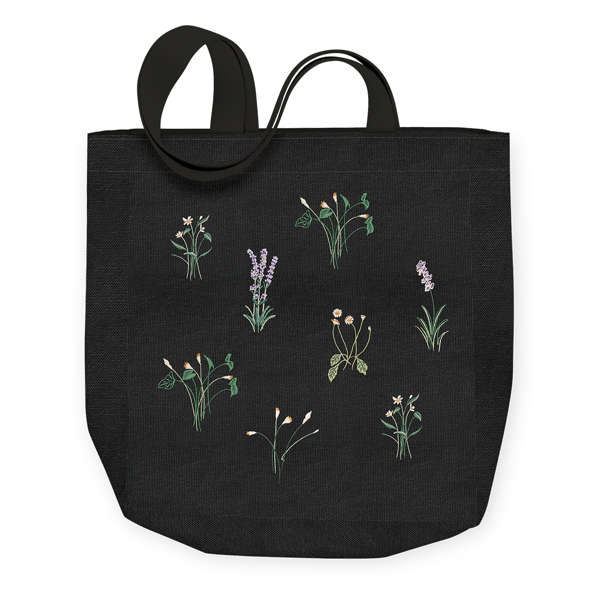 Delicate Floral Black Tote Bag Product