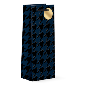 Punch Navy Houndstooth Wine Bag