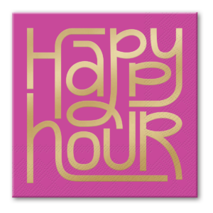 Punch Happy Hour Beverage Napkins with gold foil
