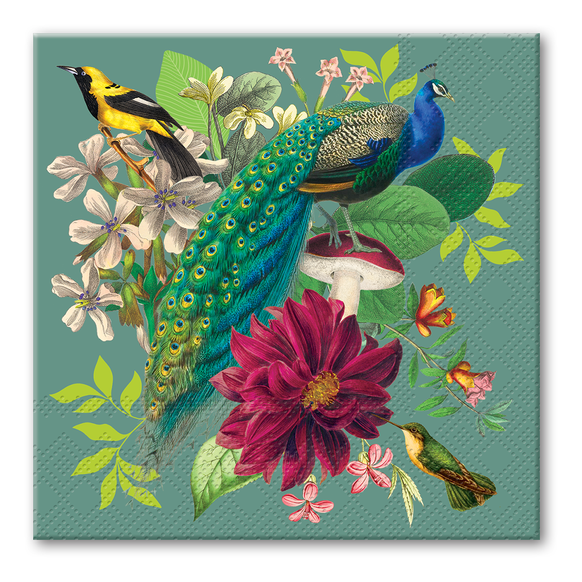 Vintage Peacock Beverage Napkins Product