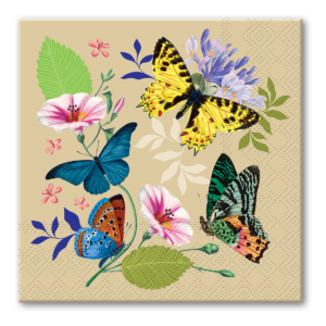 Vintage Floral Butterfly Beverage Napkins