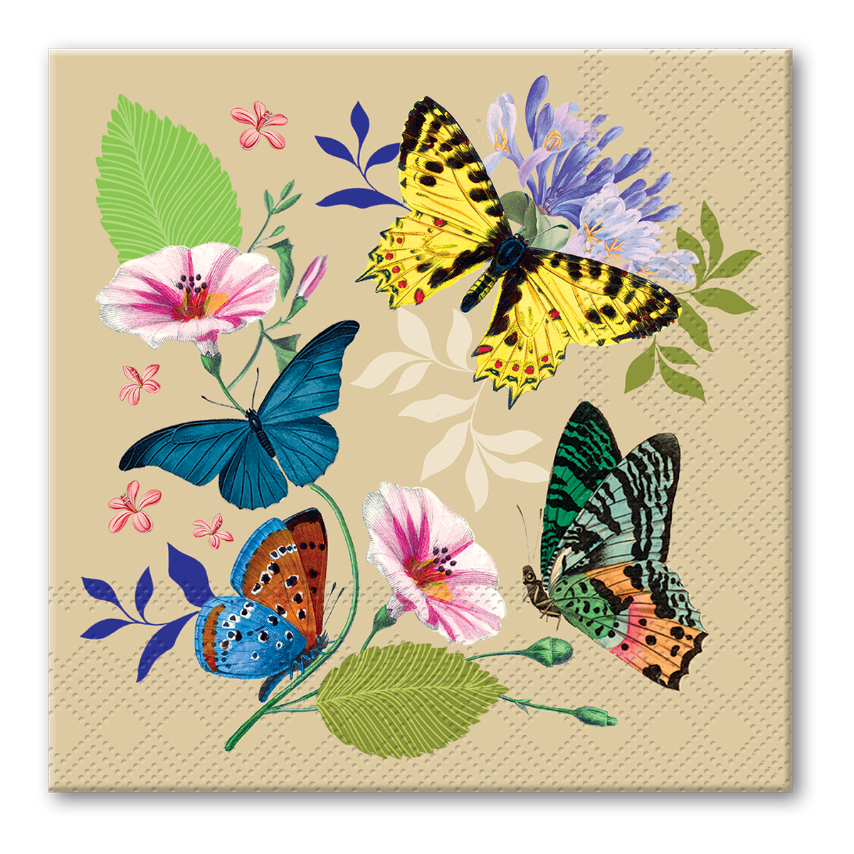 Vintage Floral Butterfly Beverage Napkins