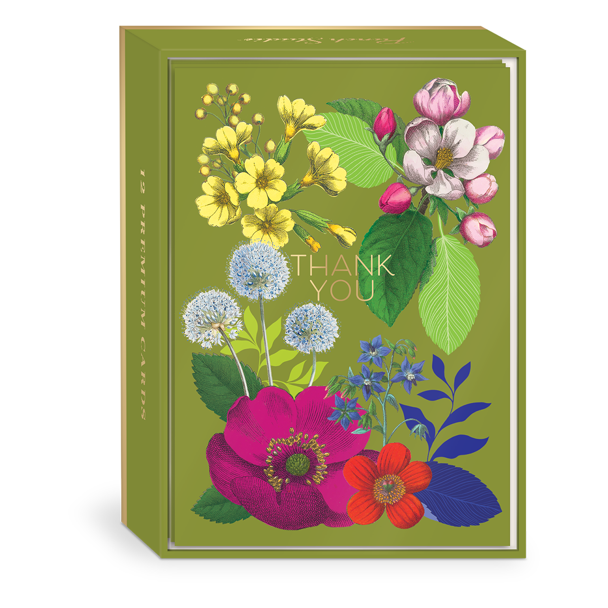 Vintage Floral Flowers Thank You Note Cards set.