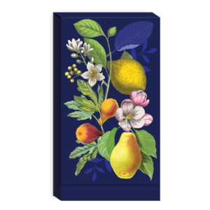 Tall notepad featuring vintage floral fruit.