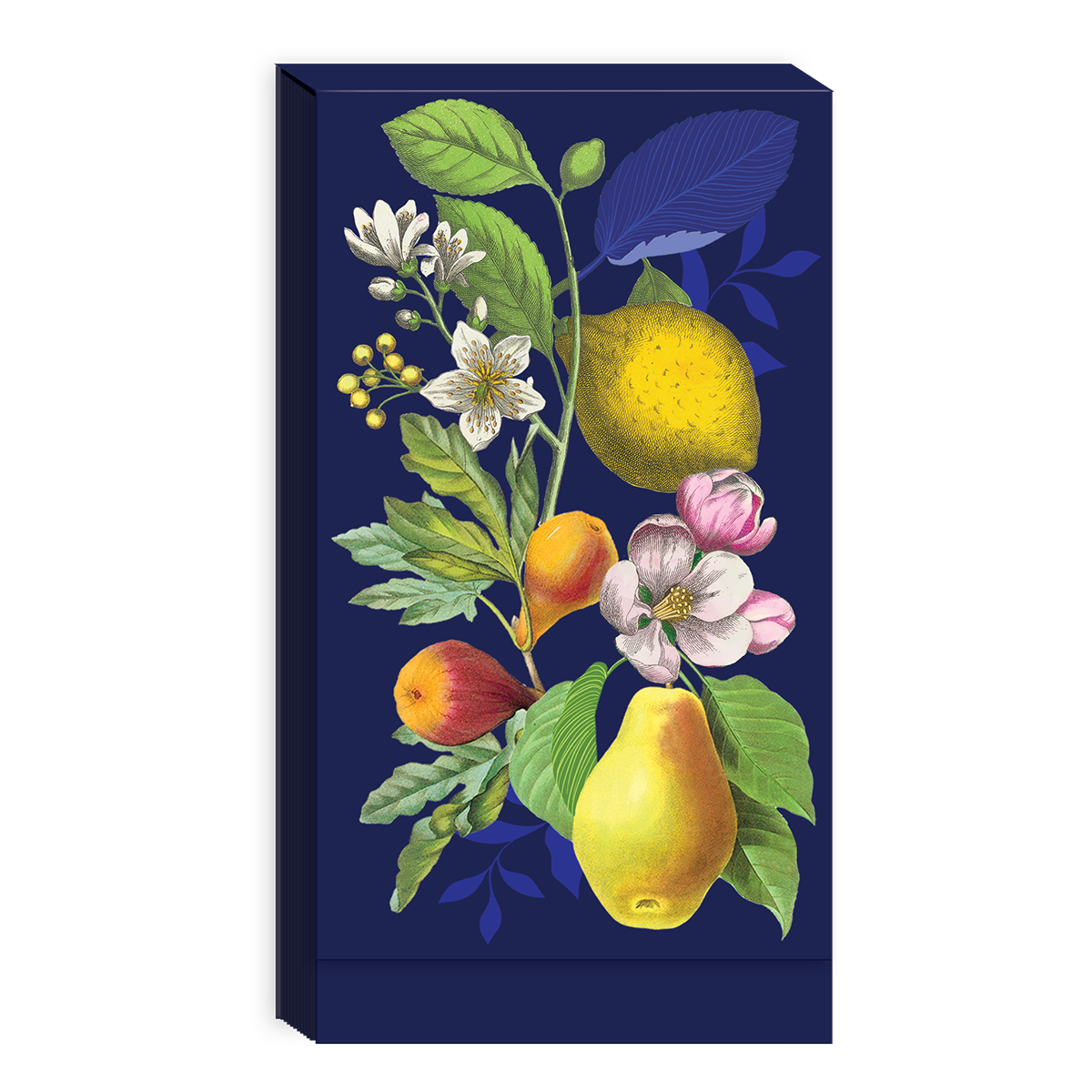 Tall notepad featuring vintage floral fruit.