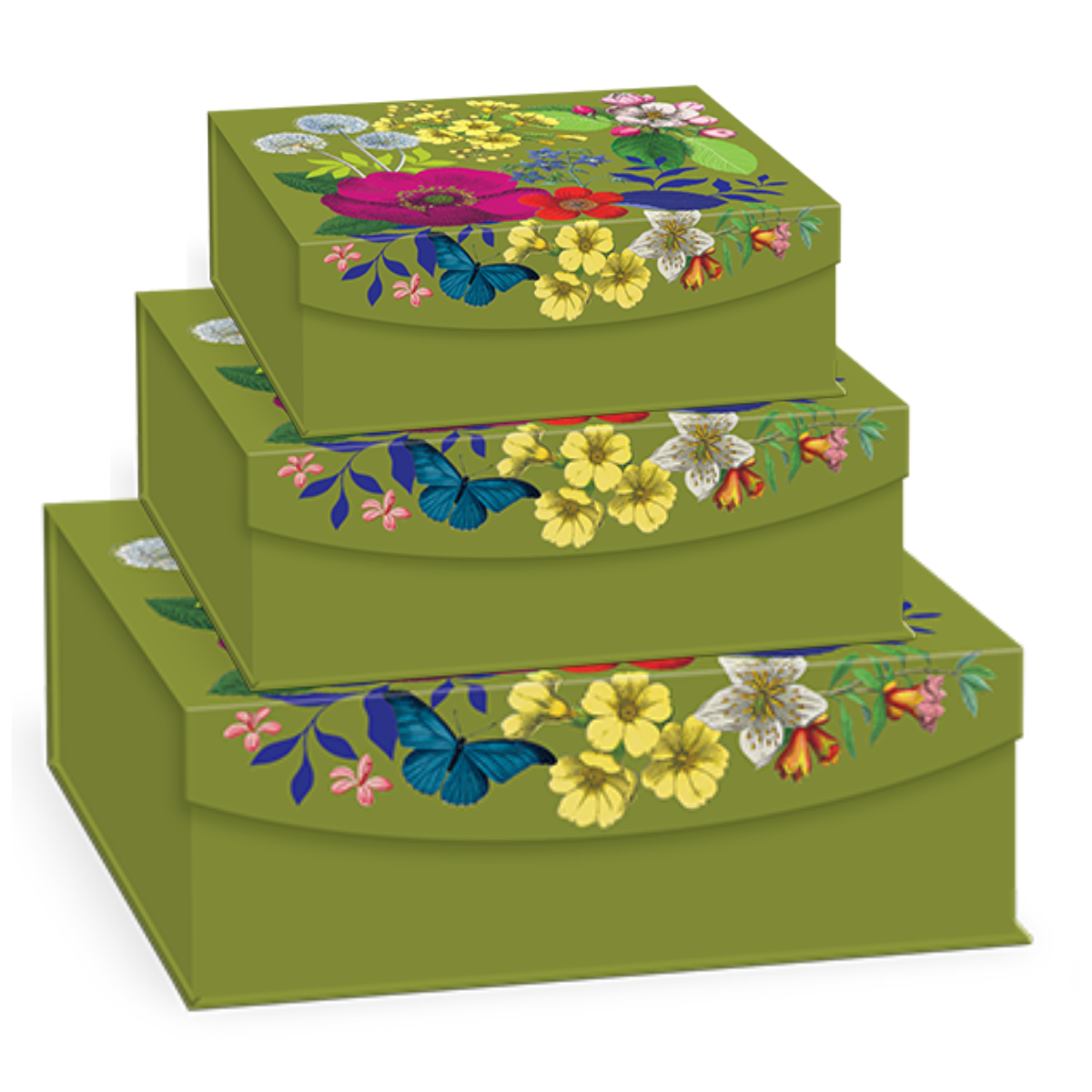 Decorative vintage floral floral trinket box set.