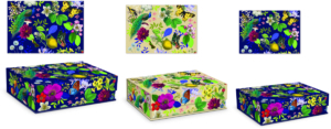 Decorative vintage floral pattern rectangle flap box set.