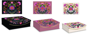 Decorative renaissance pattern multi rectangle flap box set.