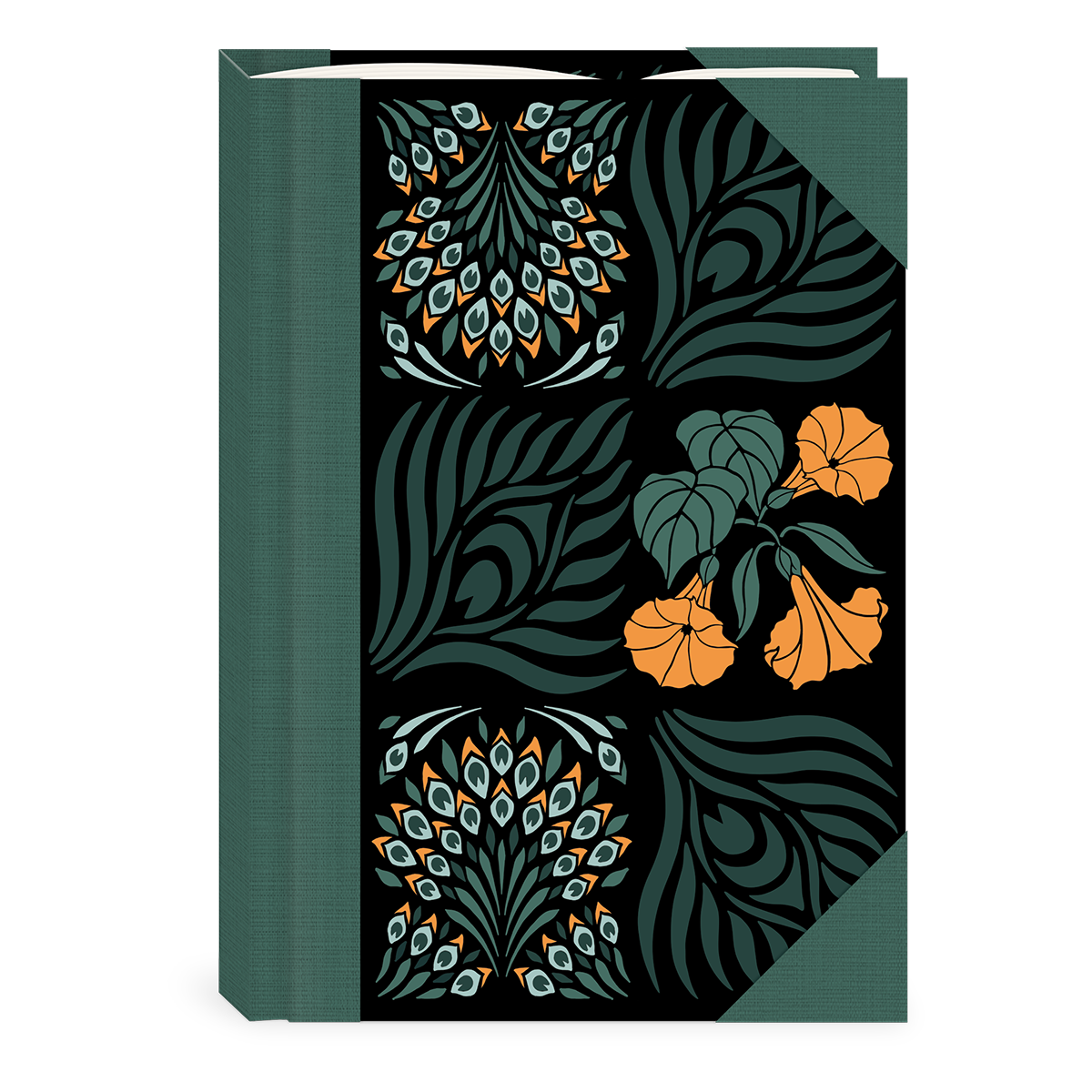 Decorative hardcover journal with nightshade grid.